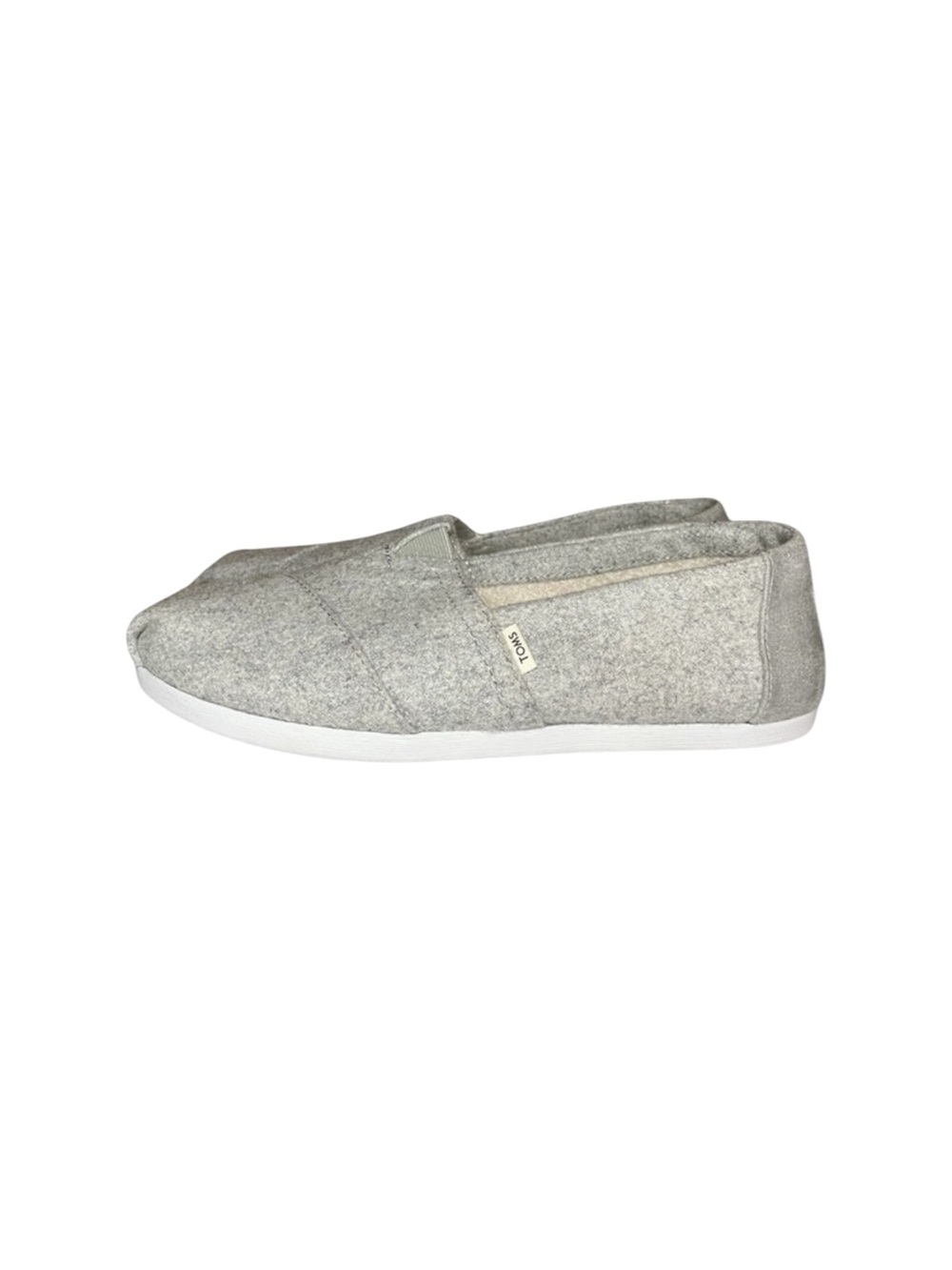 TOMS Alpargata Faux Shearling Slip On Shoes Gray Cozy Fall 6.5